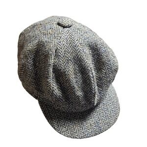 VTG Fischler Wien Wool Tweed Herringbone Newsboy Cap Hat Old Money Ivy League.